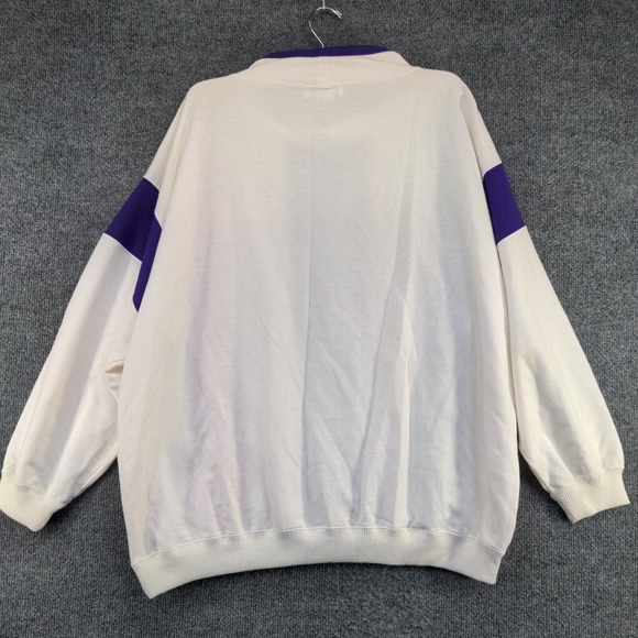 Blast Men's Pullover Sweater White Purple Colorful Striped Size 2X - Picture 2 of 13